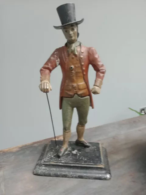 Hand Painted Late 19th Century Spelter Polychromatic Sculpture Gentleman