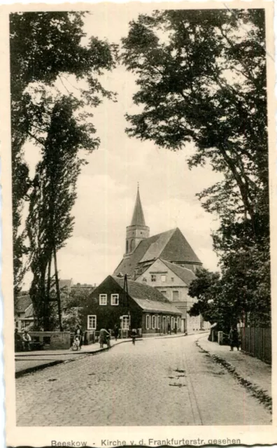 AK BEESKOW  Kirche, Blick v. d. Frankfurter Straße 30er