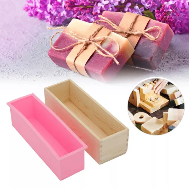 Rectangle Silicone Soap Moulds Wooden Box DIY Tools Toast Loaf Baking Cake Home