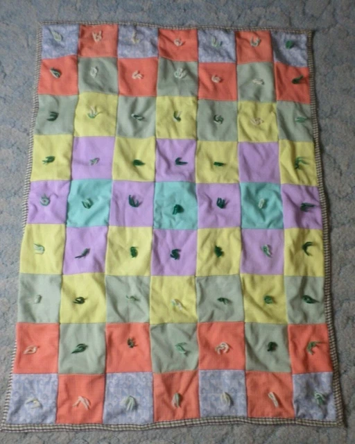Edredón De Bebé Patchwork Bloque Hecho A Mano 28X44 Pulgadas