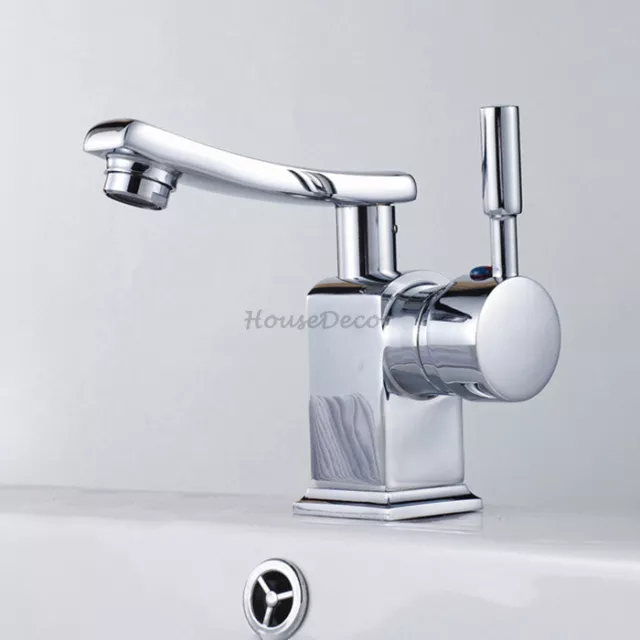 Modern Chrome Brass Bathroom Basin Mixer Tap Single Lever Sink Swivel Faucet