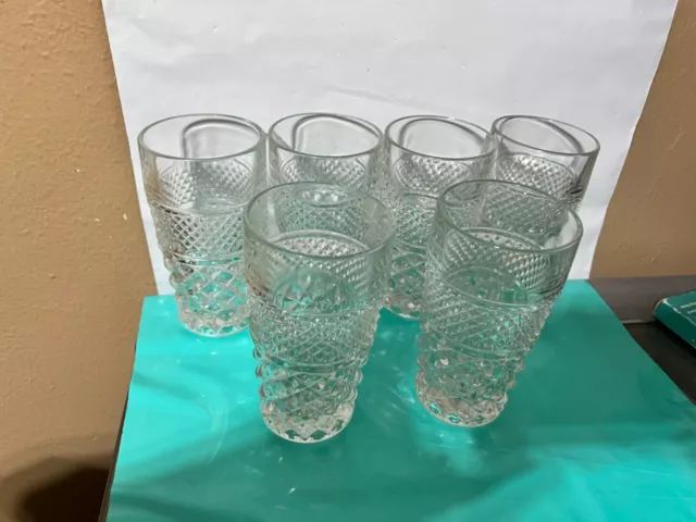 Vintage Anchor Hocking WEXFORD Flat WATER 11 oz  5.5" Tumblers Set of 6 Glasses