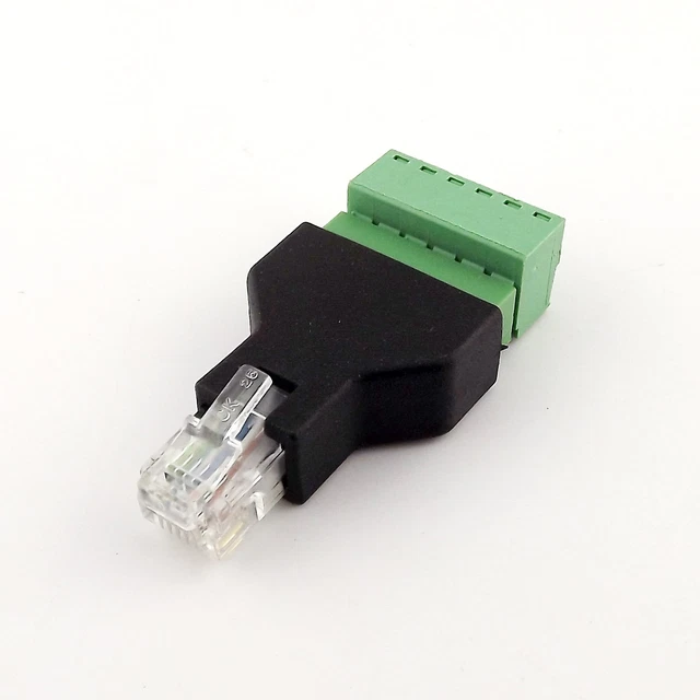 6 Pin Serial Rj12 ETHERNET 6P6C RJ12 Male Modular 6Pin Screw Terminal Connector Adapter ...