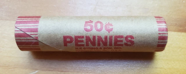 Unsearched WHEAT 50 Penny Roll INDIAN HEAD CENT/DIME On Ends