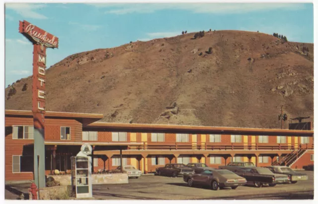 Rawhide Motel Old Cars Signage Lodging Jackson Hole Wyoming Chrome Postcard