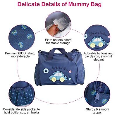 4Pcs Diaper Bag Tote Set Wipes Dirty Nappy Diaper Pouch Mummy Bag Changing Pad 2