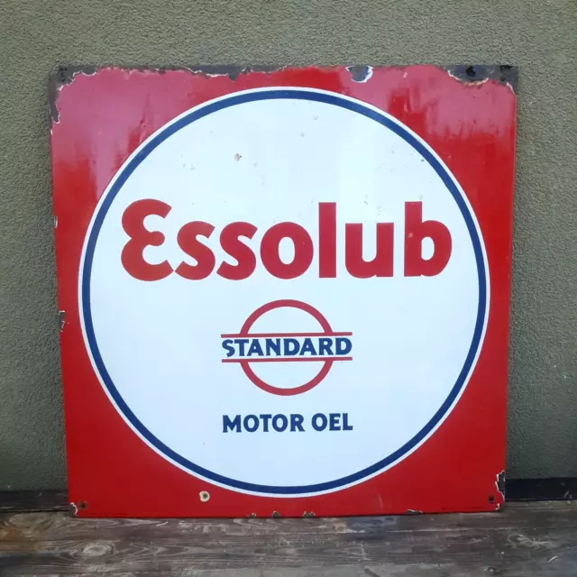 Emailschild Essolub Standard Motor Oel um 1940/50  - ca. 80 x 80cm