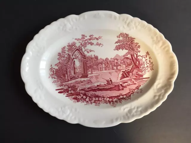 Antique TAYLOR, SMITH & TAYLOR  English Abbey 11 1/2" Oval Serving Platter Red