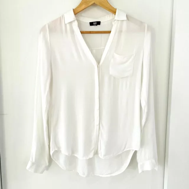 PAIGE V-Neck White Blouse Size S