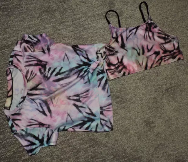 More Than Magic Brand multi-color Matching Bra and tee SZ XXL(18) poly/spandex