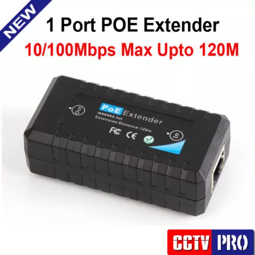 1 Port 10/100M PoE Extender IEEE802.3af For Ethernet Security Systems IP Camera