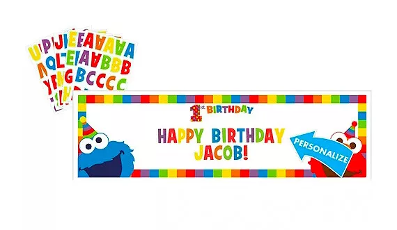 Sesame Street 1st Birthday Party Supplies ELMO TURNS ONE PERSONALISE IT BANNER