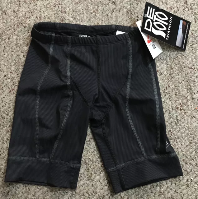 De Soto Triathlon Black Graphite Forza Tri Short Low Cut Shorts X-Small XS