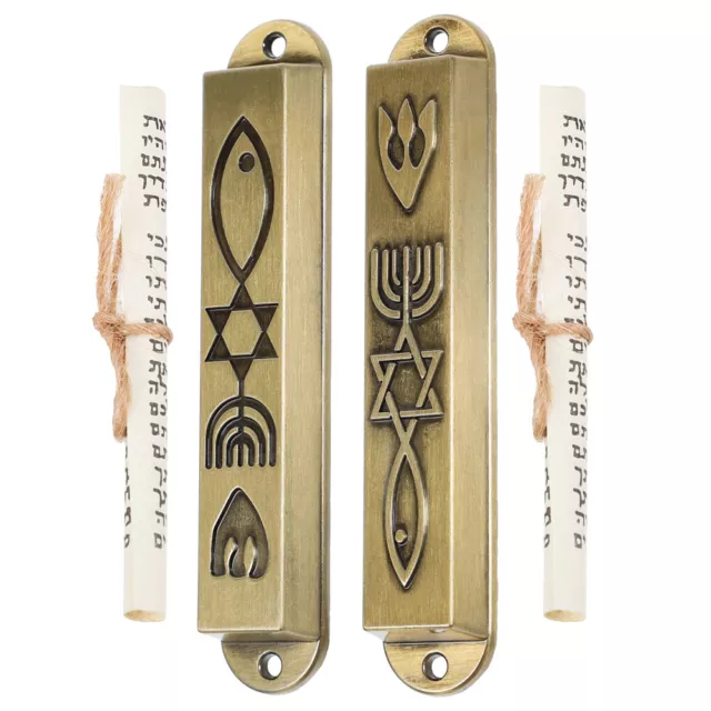 2pcs Mezuzah Judaica Metal Door Mezuzah Religious Gift Gatepost Mezuzah