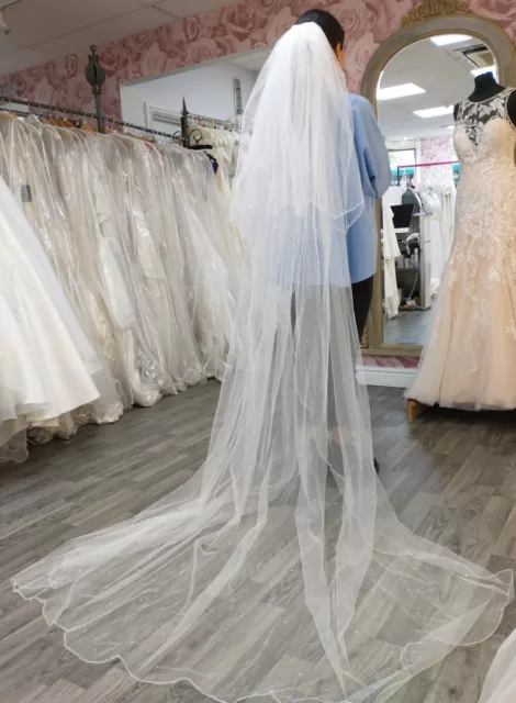 Wedding Veil - Two Tier - Crystal - Chapel Length - 240cm long