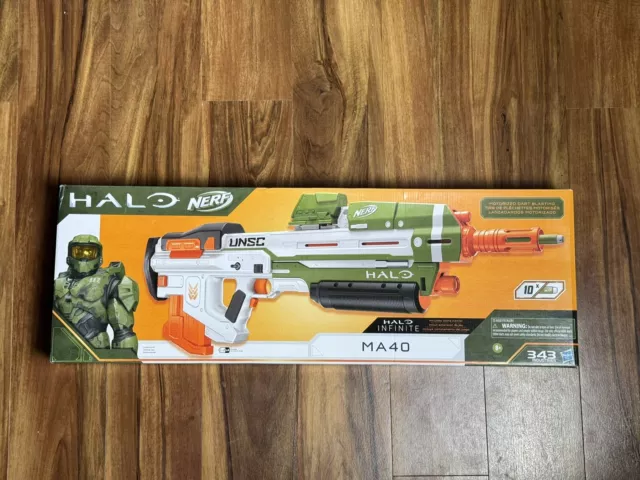 Halo NERF MA40 Motorized Dart Blaster Sealed W/ Code! Master Chief Assault Rifle