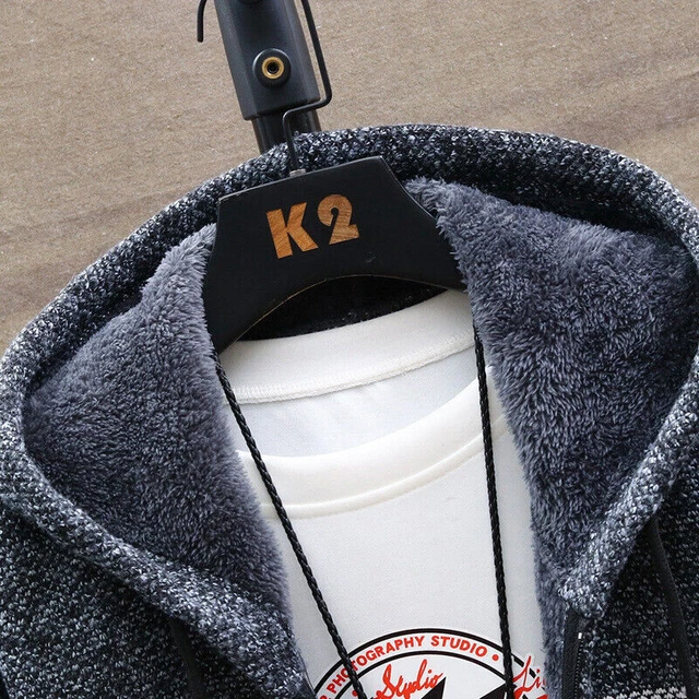 Mens Fashion Warm Fleece Lined Hooded Hoodie Winter Jacket Sweatshirt Coat 10