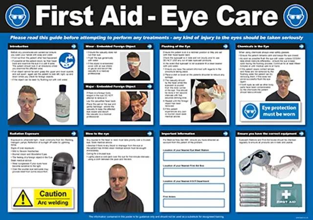Poster per cura degli occhi di primo soccorso salute e sicurezza 840 x 590 mm HSW0356