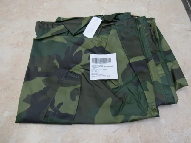 US Woodland Camo Wet Weather Trousers Rainsuit Pants Old Style Military Medium