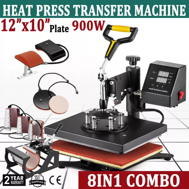 Presse à Chaud Chaleur Presse 8 en 1 Heat Press 12*10'' T-shirts Assiette Tasse