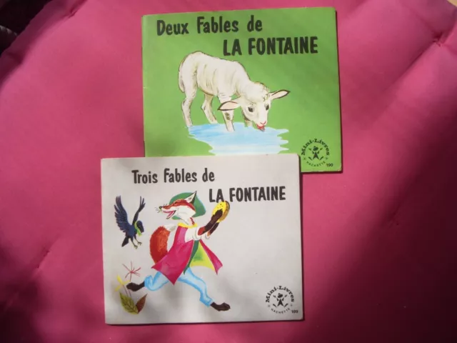 Lot 2 mini livres fables de La Fontaine Vintage Hachette n°189 et 190 Collection