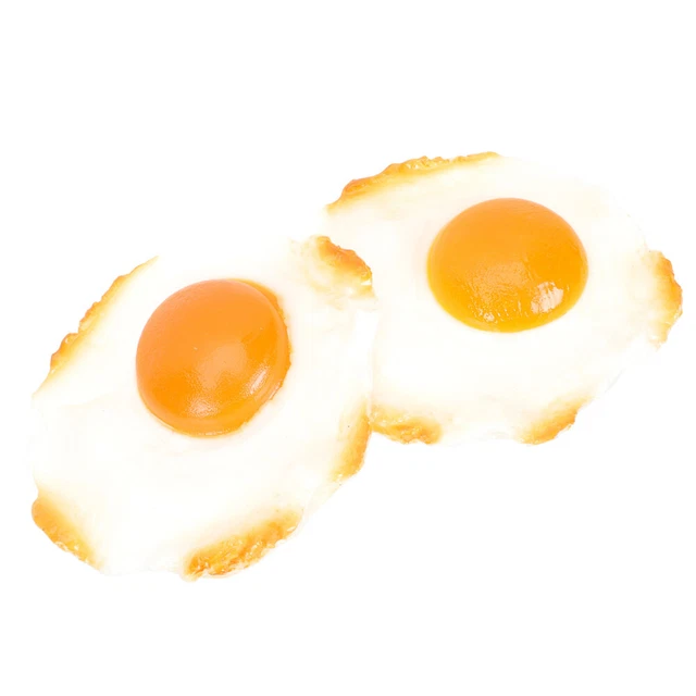 2 piezas de huevos fritos miniaturas accesorios de cocina huevos fritos realistas artificiales