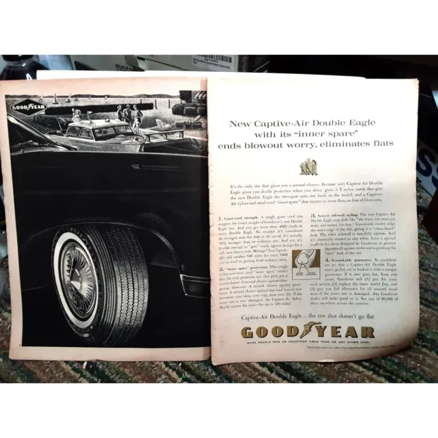 1961 Goodyear Tires Captive Air Double Eagle Vintage Print Ad 60s Original
