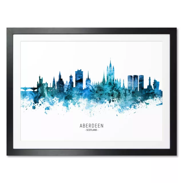 Aberdeen Skyline, Poster, Canvas or Framed Print, watercolour painting 20650