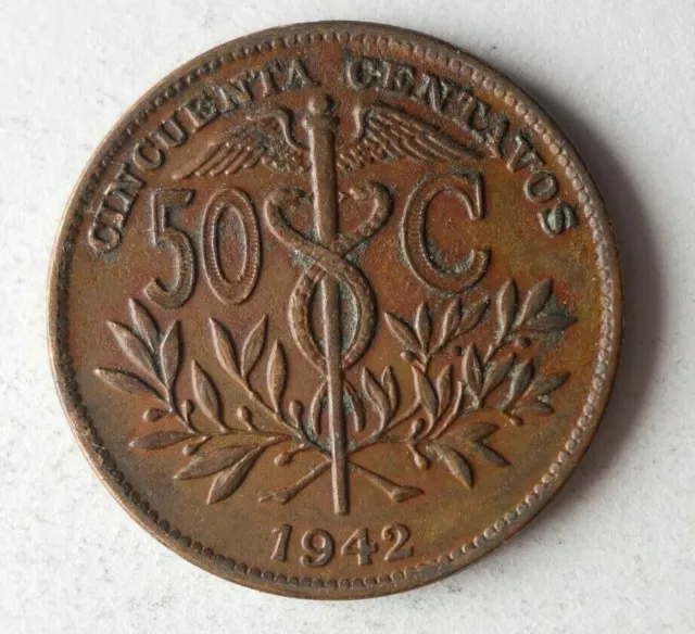 1942 BOLIVIA 50 CENTAVOS - High Quality Coin - FREE SHIP - Bin #1
