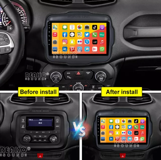 For Jeep Renegade 2016-2020 9"Apple Carplay Car Stereo Radio Android 12 GPS WIFI