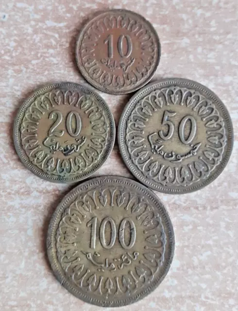 LOT 'Tunesien' (#3) - 4 Münzen (Serie von 1960)