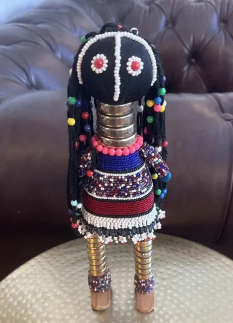 African Ndebele Beaded Doll Linga Koba Zulu Folk Art Tribal Hand Made 12 inches