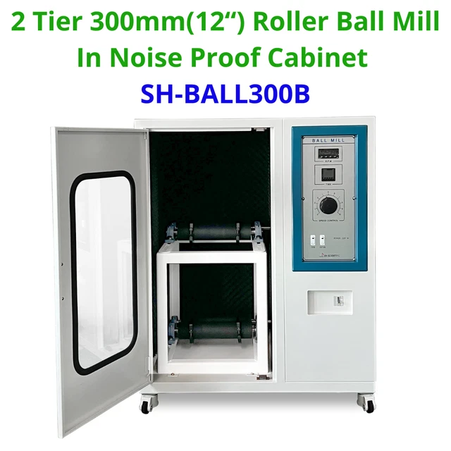 SH Scientific 2Tier Ball Mill In Noise Proof Cabinet | 300mm(12") roller | 110V