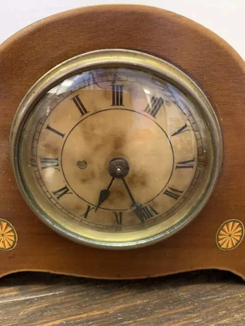 Edwardian French Napoleon Hat - miniature inlaid mantle clock 2