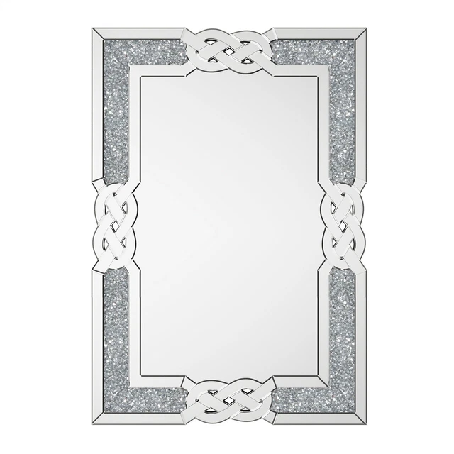 Modern Rectangle Crystal Crushed Diamond Wall Hanging Mirror for Home&Room Decor