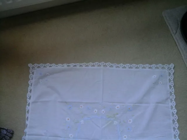 Square white cotton table cloth, Voile very Lightweight & Delicate. Pretty Lace.