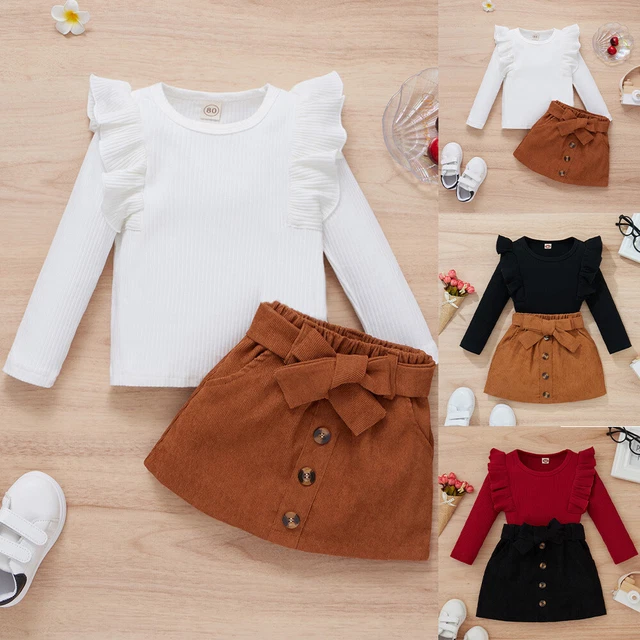 Set gonna 2 pz abiti da festa vestiti per bambine arricciate arricciate 3