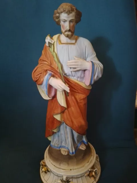 SAINT JOSEPH/ANCIENNE STATUE RELIGIEUSE/XIXème/H.36 cm/BISCUIT DE SAXE?ANDENNE?