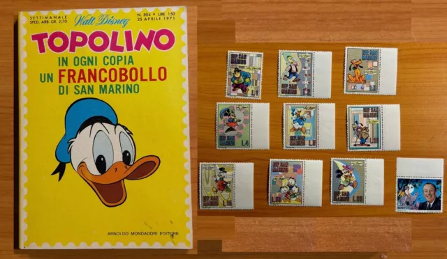 TOPOLINO LIBRETTO  n. 804 del 25/4/1971 - gadget FRANCOBOLLI DISNEY San Marino