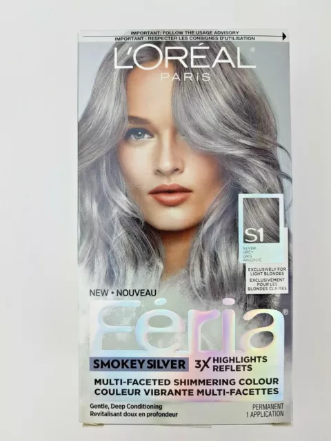 L'Oreal Paris Feria S1 Smokey Silver Grey Multi-Faceted Shimmering Hair Color