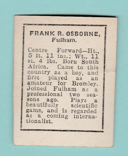 Fulham  F.c.  -  Footballer -  Frank R. Osborne  -  D. C.  Thomson  -  C 1930 2