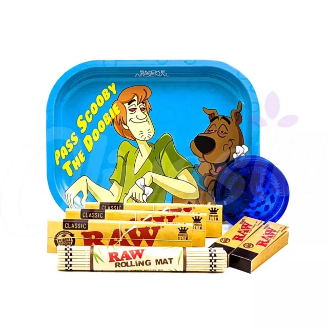 Scooby Dooby Small Medium Premium Rolling Tray Metal Gift Set RAW