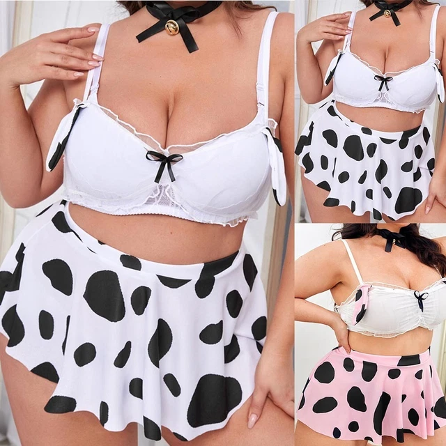 Ensemble soutien-gorge à lingerie femme imprimé vache taille plus vêtements d