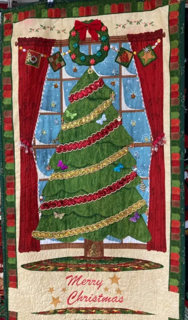 Christmas Wall Hanging Quilts with hand sewn embellishments.