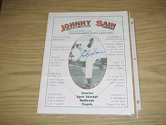 JOHNNY SAIN AUTOGRAPHED Signed Pitching Legend Promotional Program $122 ...