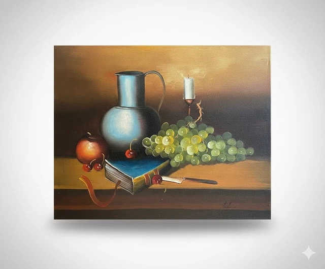 Petit Tableau Peinture à L'huile Sur Bois – La Leçon De Chant, Signé Simon, Style Expressionniste, Occasion