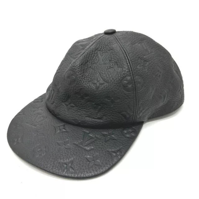 LOUIS VUITTON MP2320 Emprene Casquette Monogram Quill Black Leather  Unisex Auth