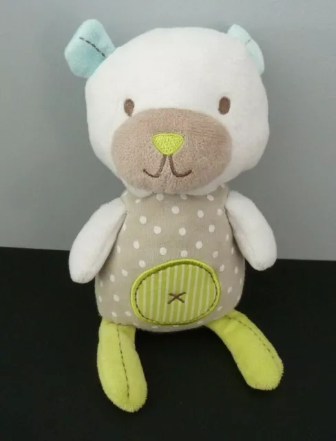*. Doudou Pommette Ours Blanc Gris Beige Vert Bleu Blanc Rond Croix Pois - Ttbe