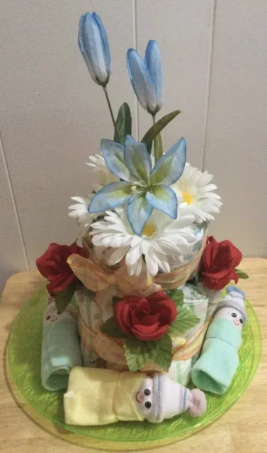 Baby Shower Gift. Baby Boy Diaper Cake. Frog/Baby animals design.