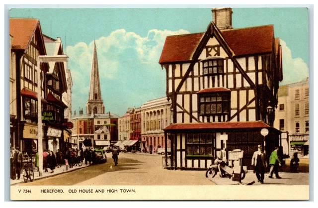 Postcard Hereford Old House and High Town